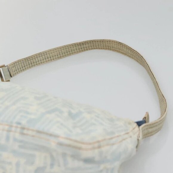 FENDI Zucca Canvas Shoulder Bag Denim Light Blue Gold Auth 140817 - Picture 8 of 16